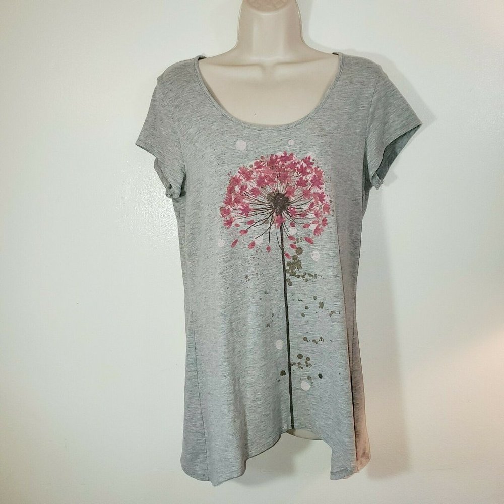 Unbranded Grey Tshirt Womans Medium Flower Graphic